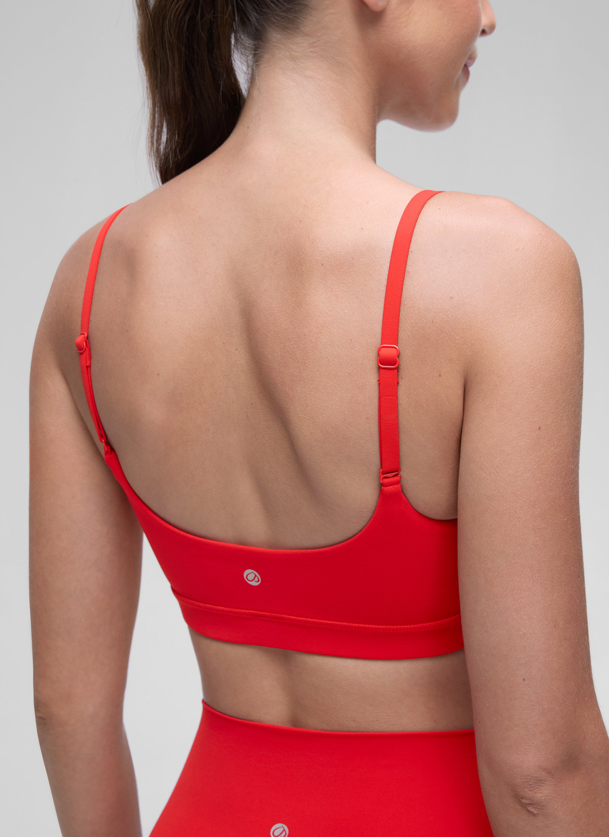 CRZ YOGA Womens Butterluxe Adjustable Spaghetti Strap Scoop Neck Bra Deep Red