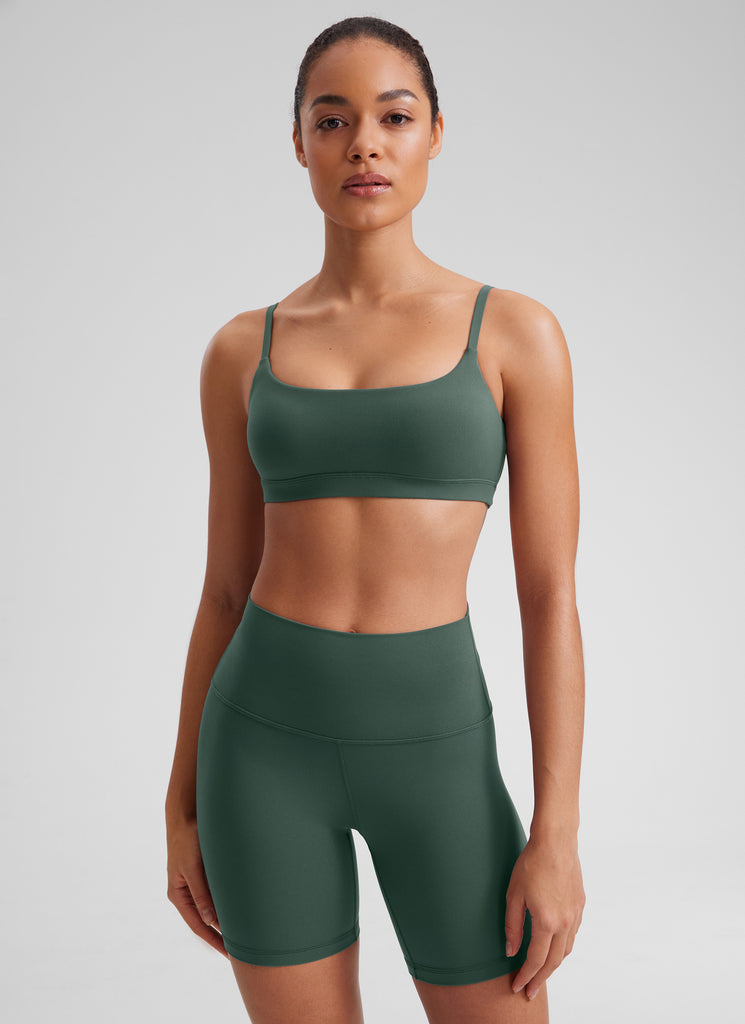 CRZ YOGA Womens Butterluxe Adjustable Spaghetti Strap Scoop Neck Bra Deep Red