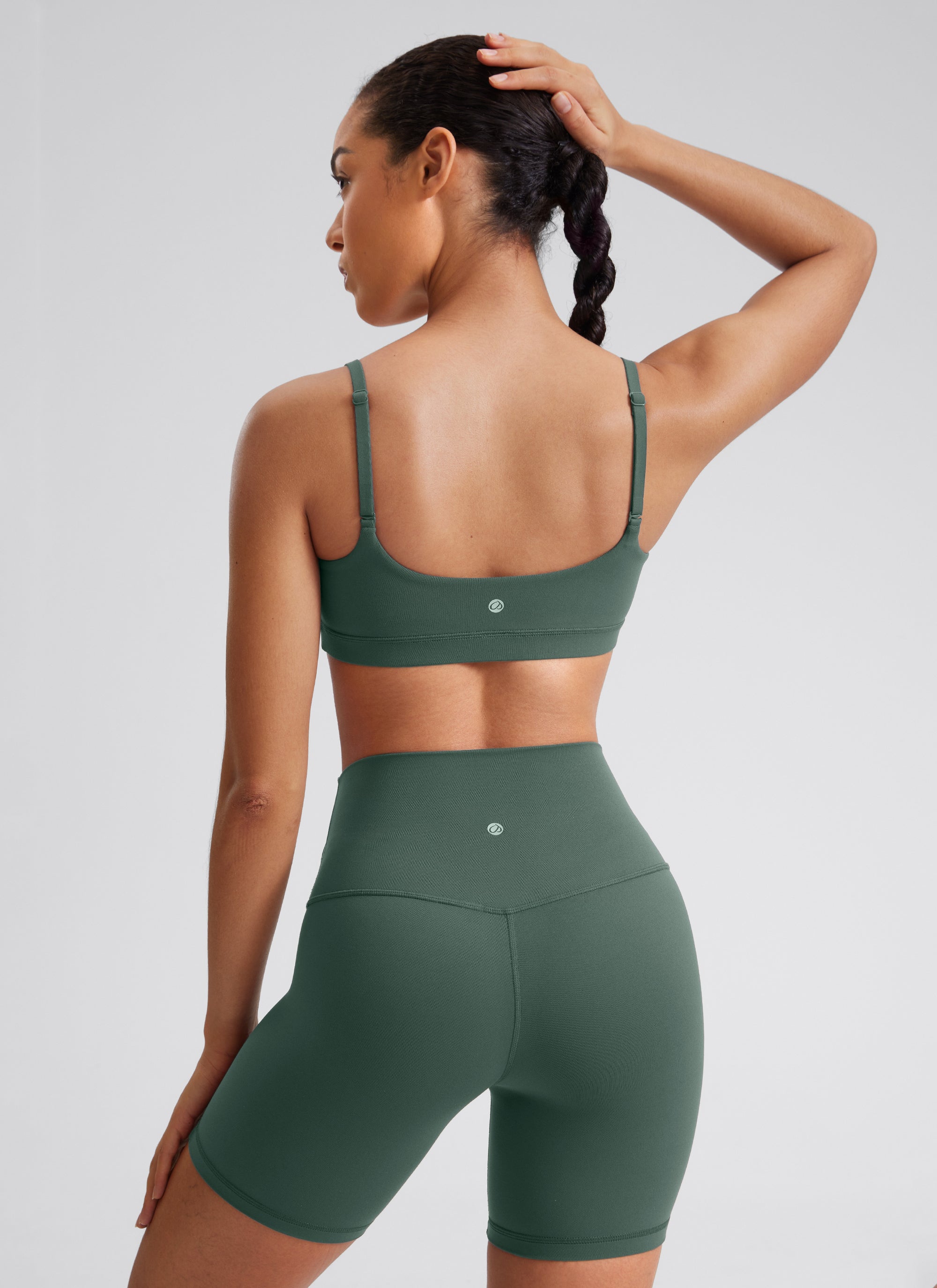 CRZ YOGA Womens Butterluxe Adjustable Spaghetti Strap Scoop Neck Bra Dark Forest Green