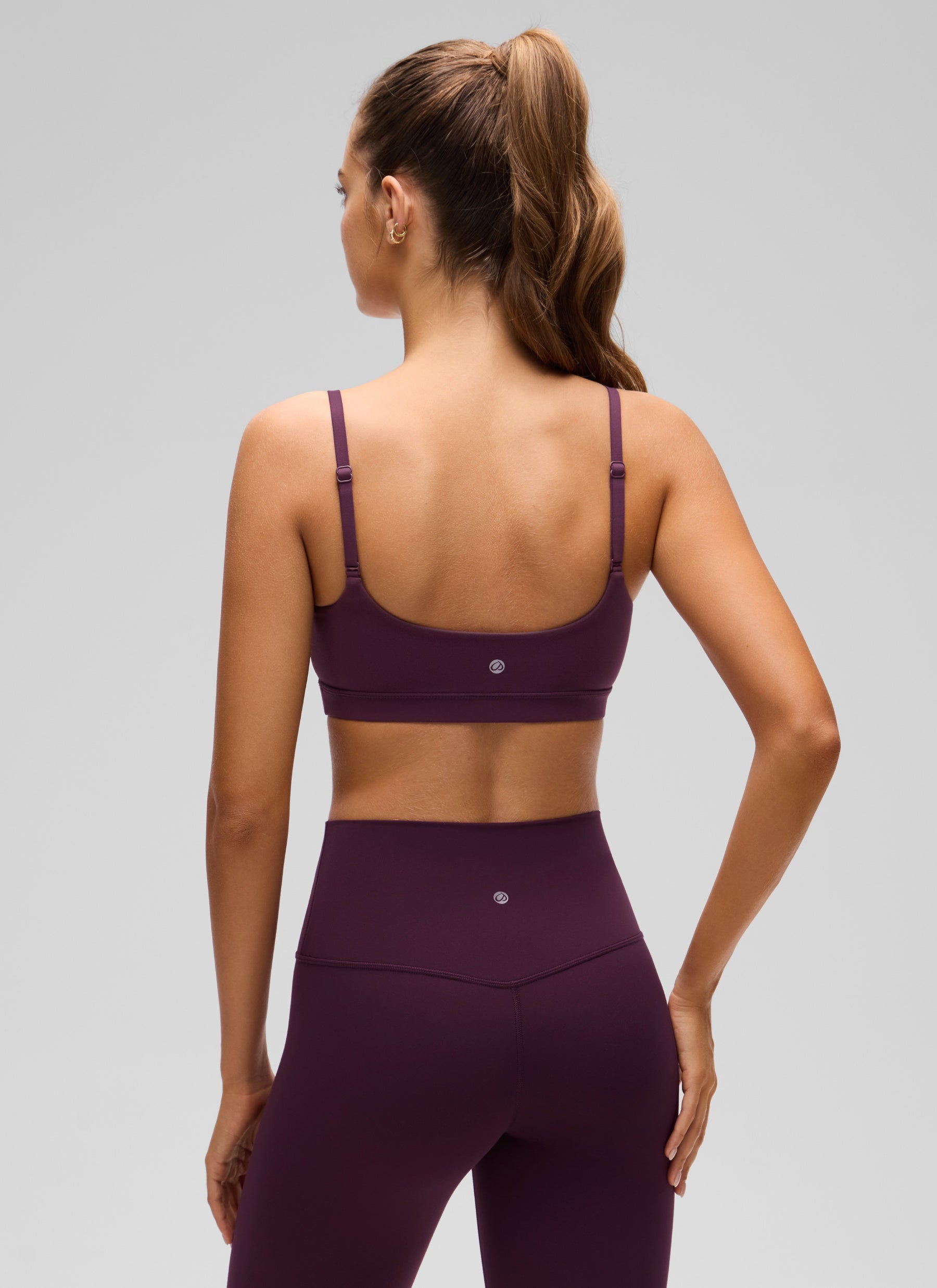 CRZ YOGA Womens Butterluxe Adjustable Spaghetti Strap Scoop Neck Bra Deep Purple