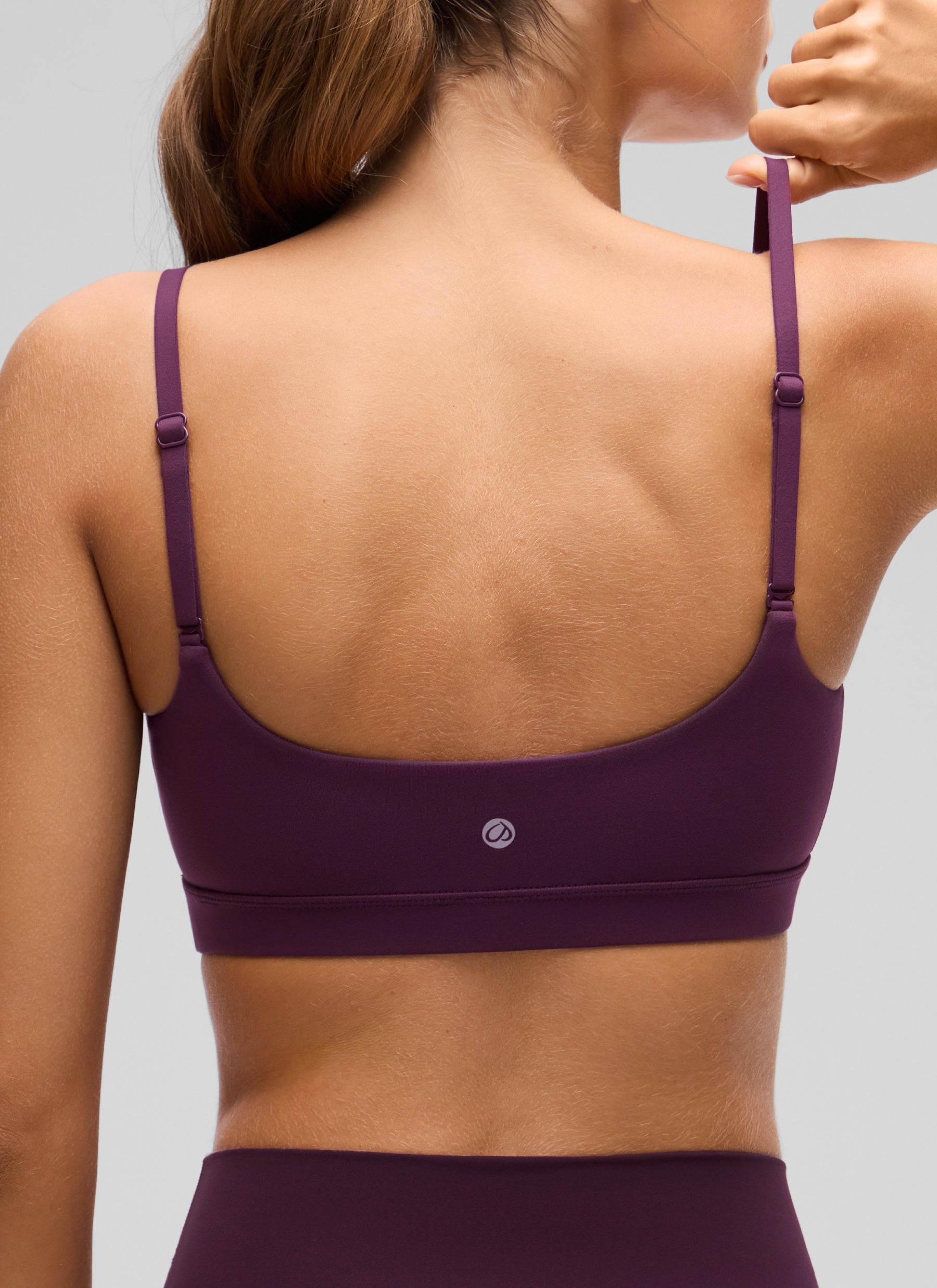 CRZ YOGA Womens Butterluxe Adjustable Spaghetti Strap Scoop Neck Bra Deep Purple