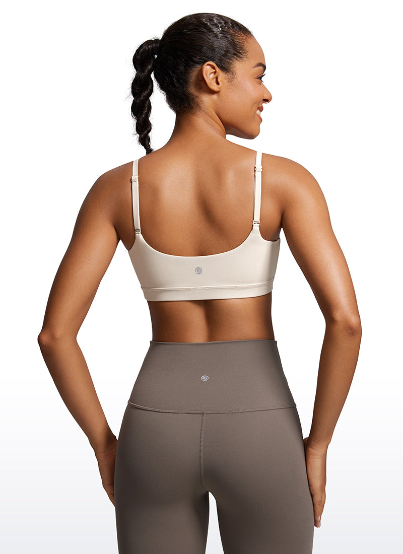 CRZ YOGA Womens Butterluxe Adjustable Spaghetti Strap Scoop Neck Bra Sparkle Blue