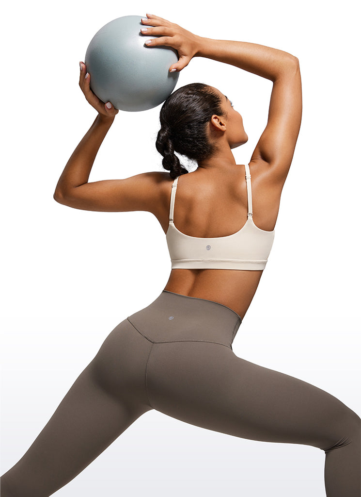 CRZ YOGA Womens Butterluxe Adjustable Spaghetti Strap Scoop Neck Bra Mojave Tan