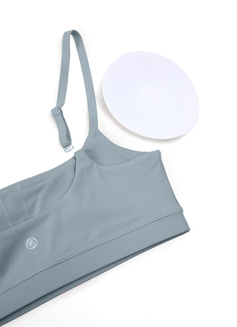 CRZ YOGA Womens Butterluxe Adjustable Spaghetti Strap Scoop Neck Bra Belgian Blue