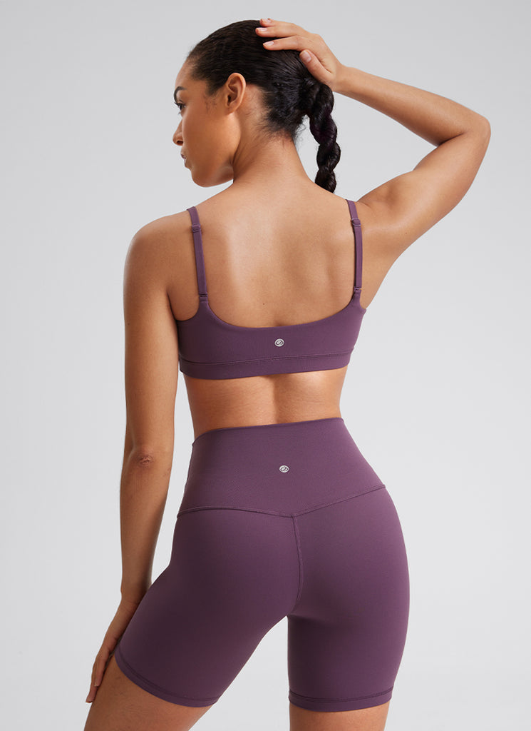 CRZ YOGA Womens Butterluxe Adjustable Spaghetti Strap Scoop Neck Bra Nomad Grey