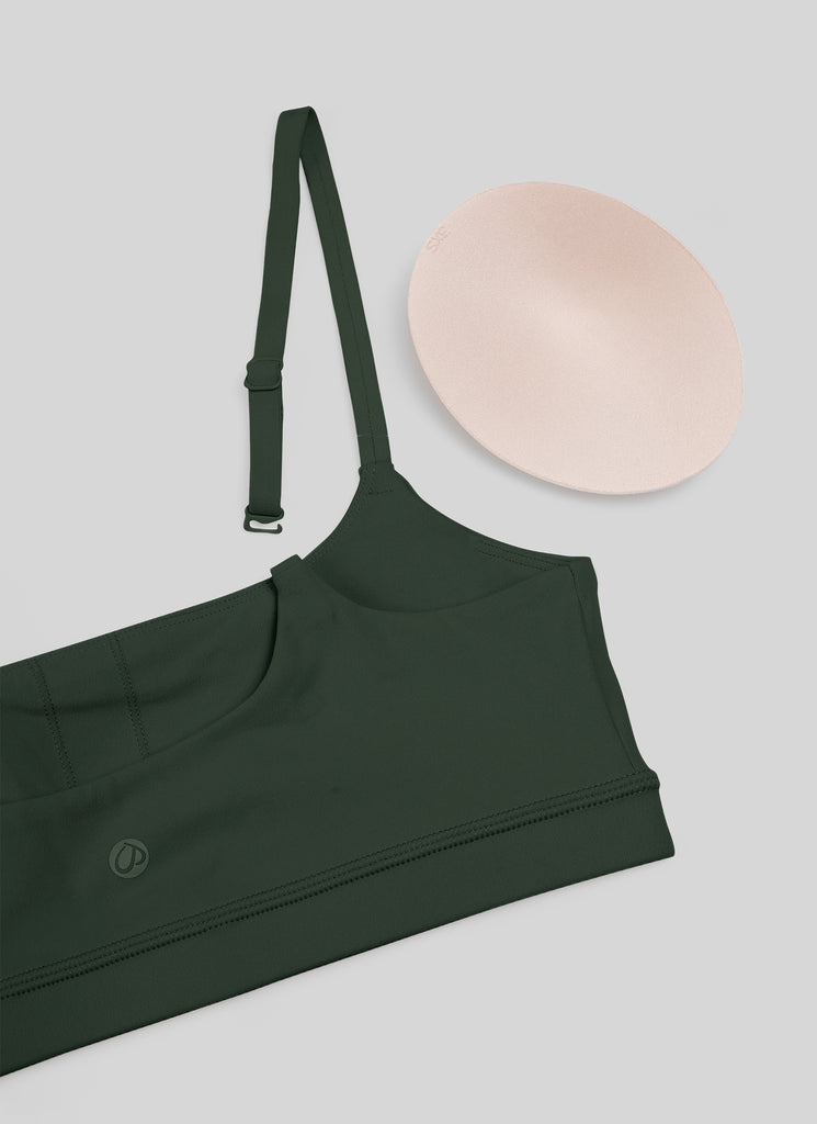 CRZ YOGA Womens Butterluxe Adjustable Spaghetti Strap Scoop Neck Bra Legend Green