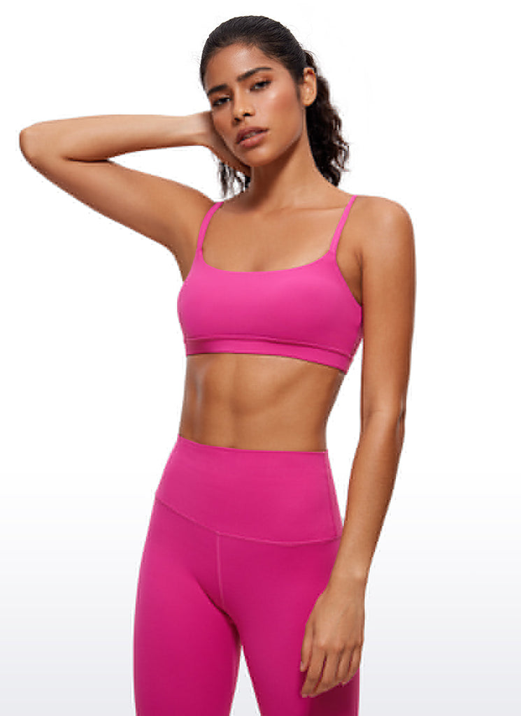 CRZ YOGA Womens Butterluxe Adjustable Spaghetti Strap Scoop Neck Bra Hibiscus Purple
