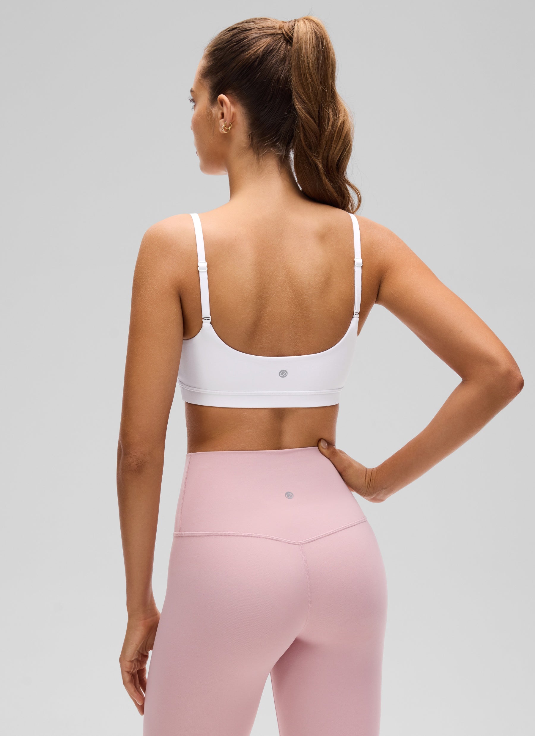 CRZ YOGA Womens Butterluxe Adjustable Spaghetti Strap Scoop Neck Bra White