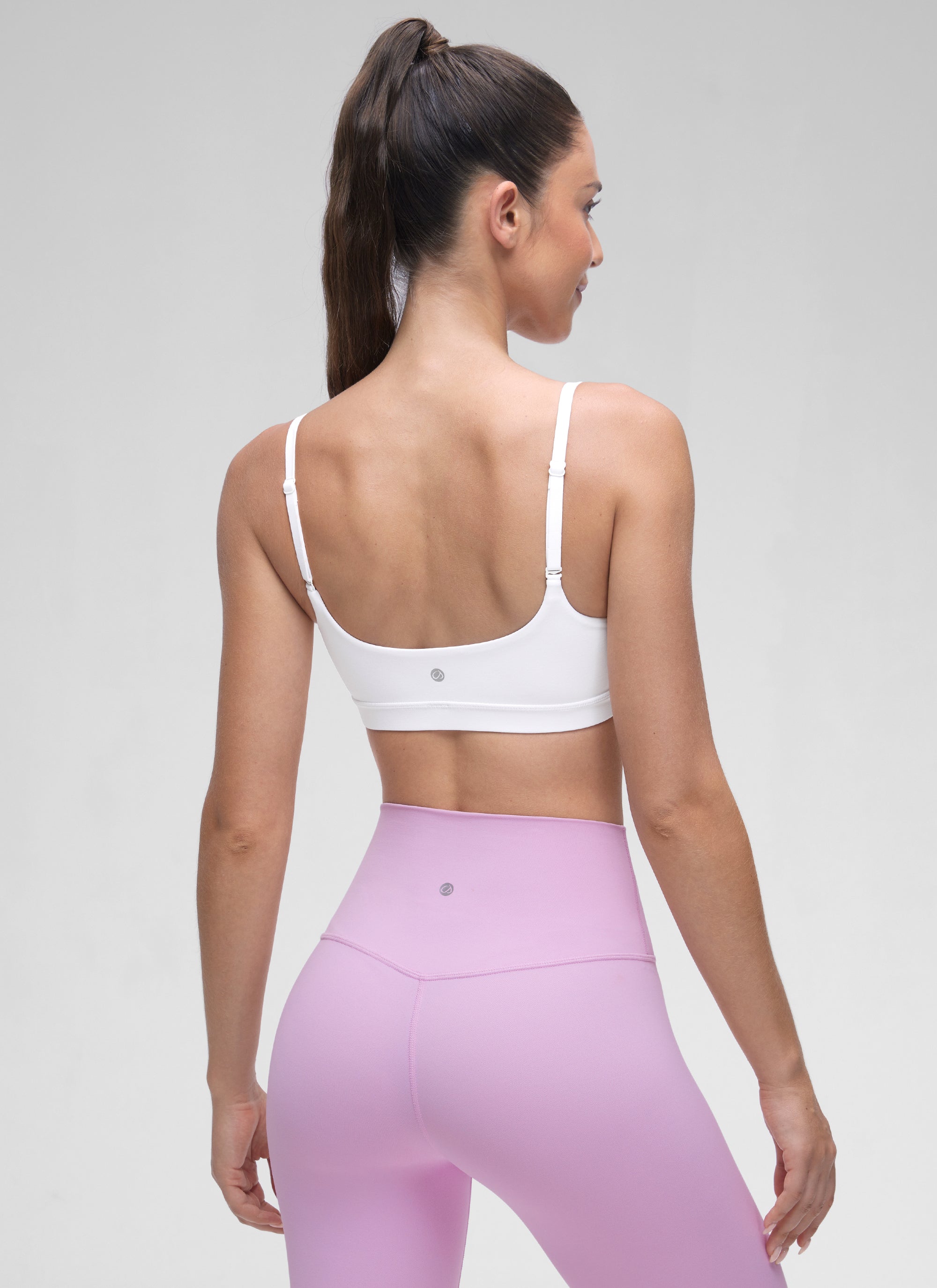 CRZ YOGA Womens Butterluxe Adjustable Spaghetti Strap Scoop Neck Bra White