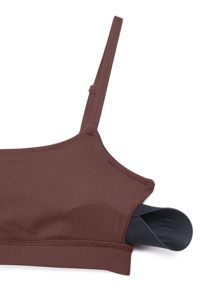 CRZ YOGA Womens Butterluxe Adjustable Spaghetti Strap Scoop Neck Bra Taupe