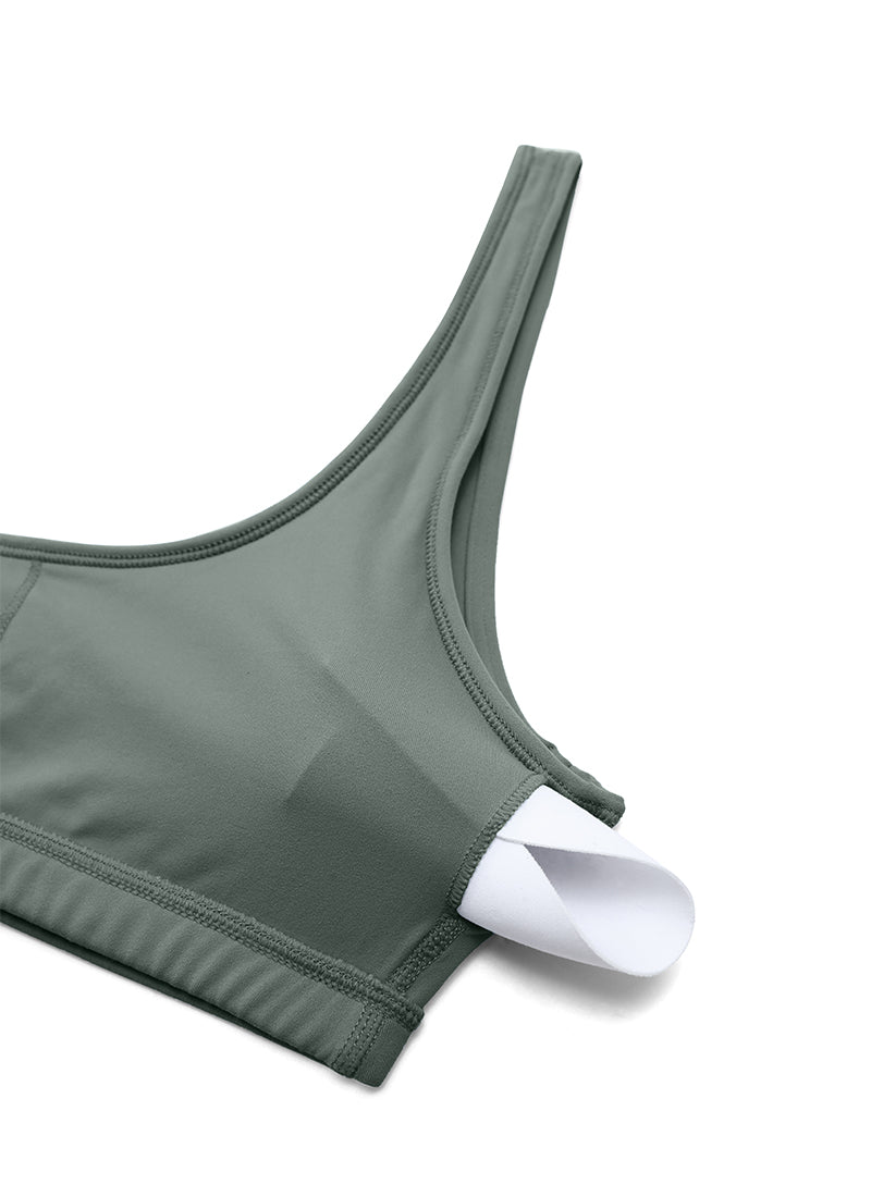 CRZ YOGA Women Butterluxe Scoop Neck Cami Padded Mini Bra Grey Sage