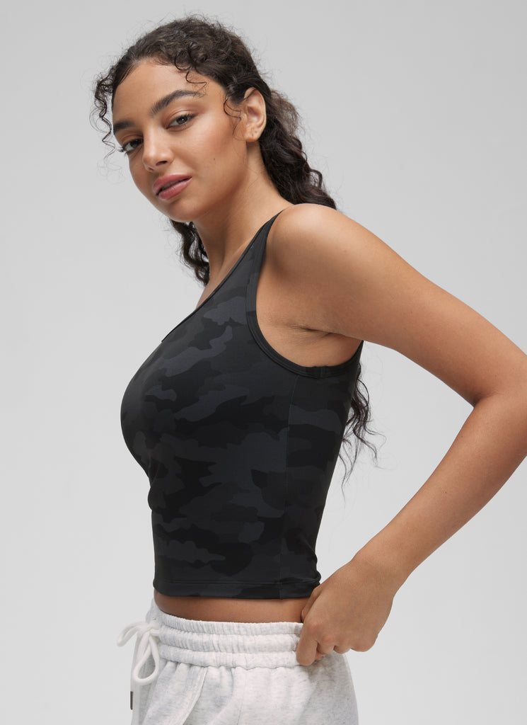 CRZ YOGA Women's Yoga Butterluxe Tight Fit Tank Tops Racerback Dark Grey Camouflage 2