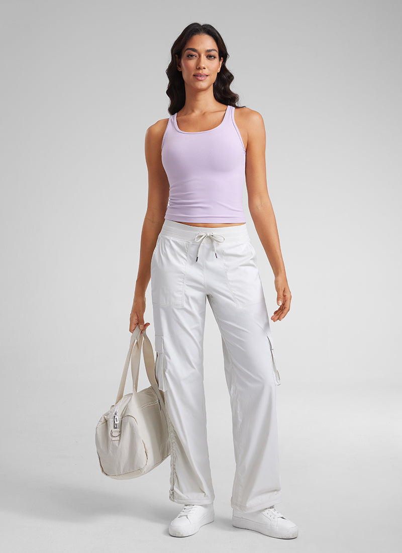 CRZ YOGA Women's Yoga Butterluxe Tight Fit Tank Tops Racerback Grey Sage