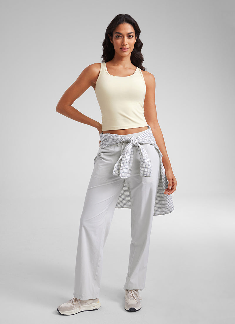 CRZ YOGA Women's Yoga Butterluxe Tight Fit Tank Tops Racerback Grey Sage