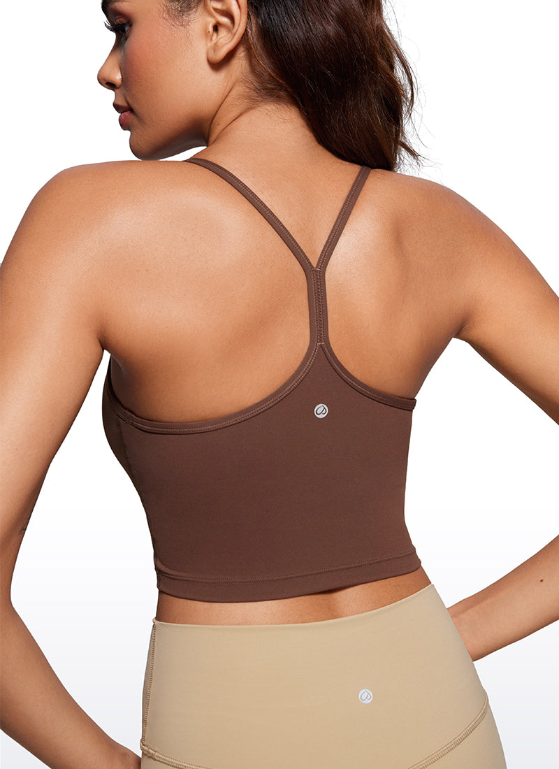 CRZ YOGA Womens Butterluxe Y Back Longline Sports Bras Crop Tank Top True Navy