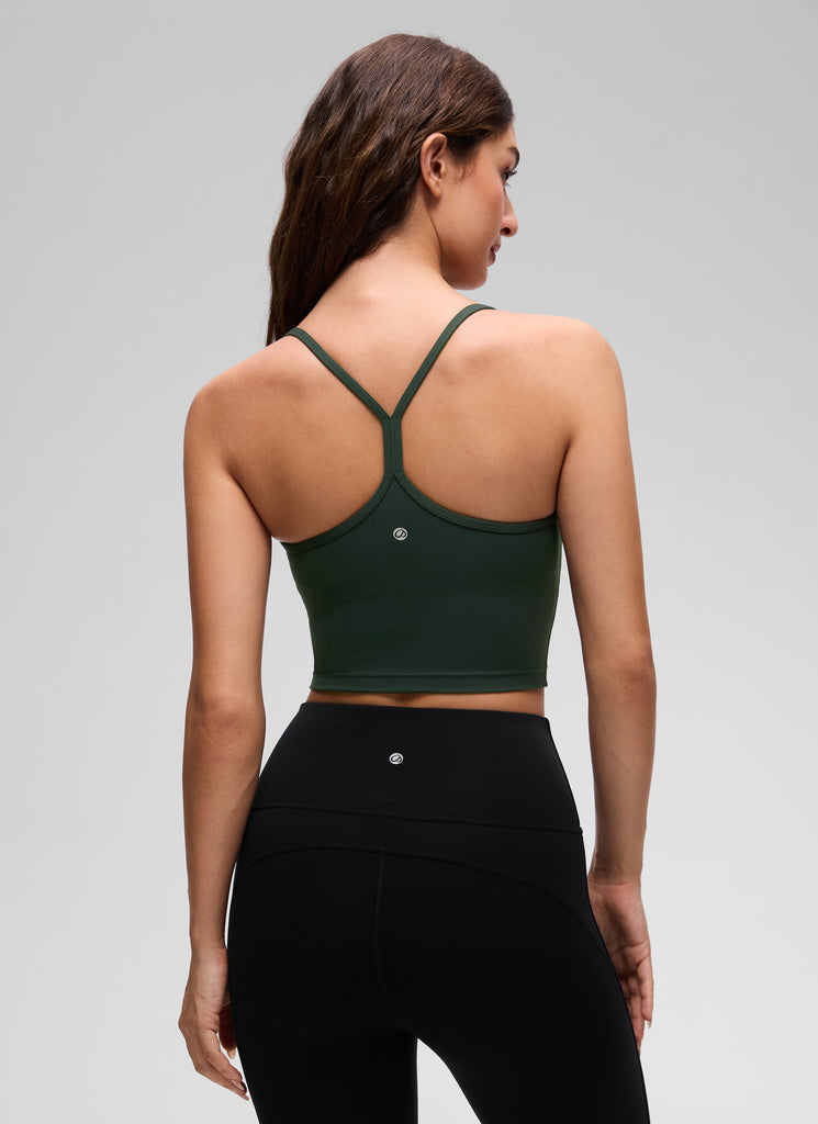 CRZ YOGA Womens Butterluxe Y Back Longline Sports Bras Crop Tank Top Legend Green