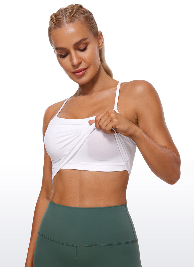 CRZ YOGA Womens Butterluxe Y Back Longline Sports Bras Crop Tank Top White