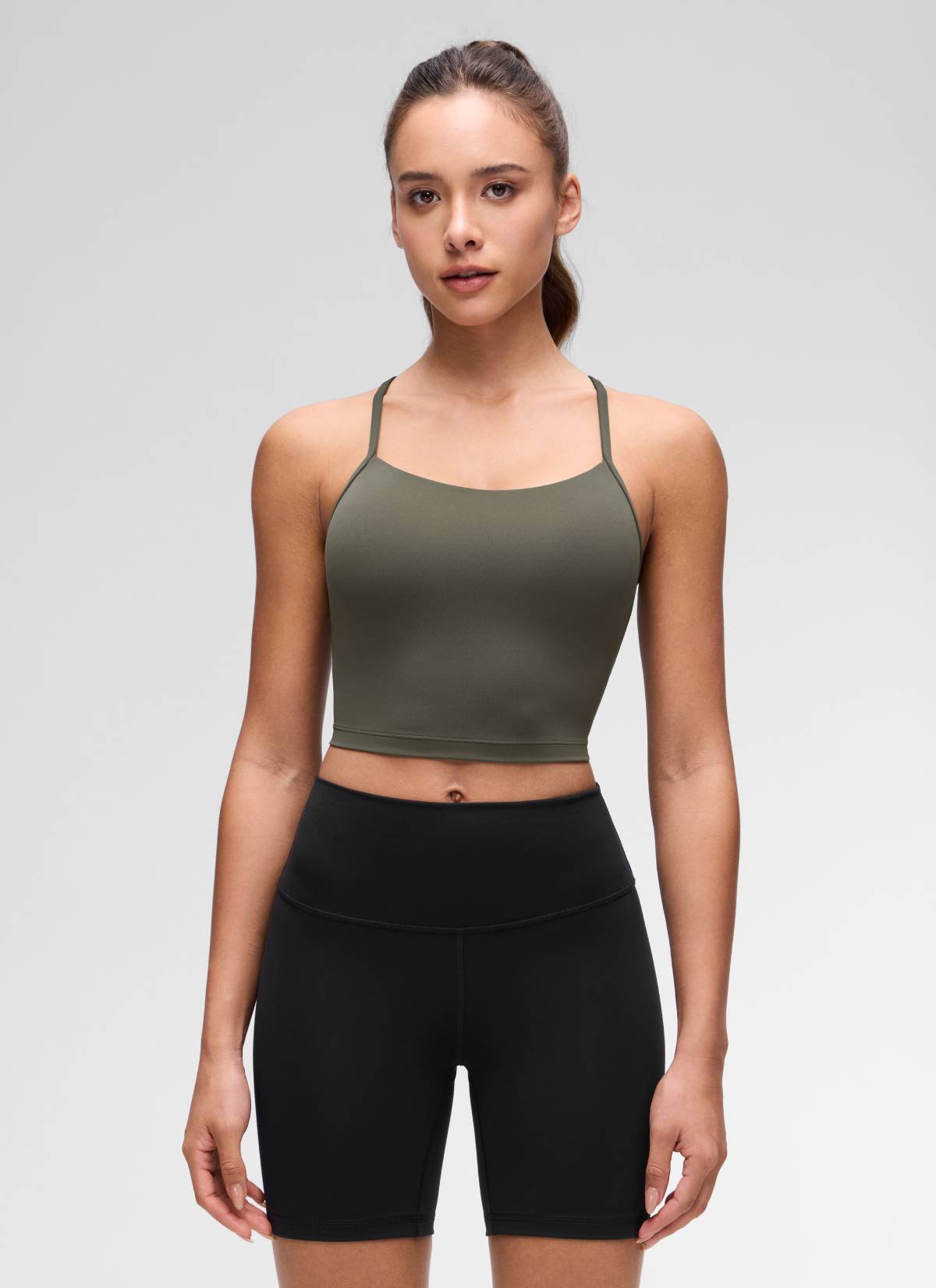 CRZ YOGA Womens Butterluxe Y Back Longline Sports Bras Crop Tank
