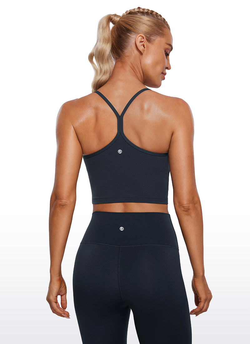 CRZ YOGA Womens Butterluxe Y Back Longline Sports Bras Crop Tank Top White