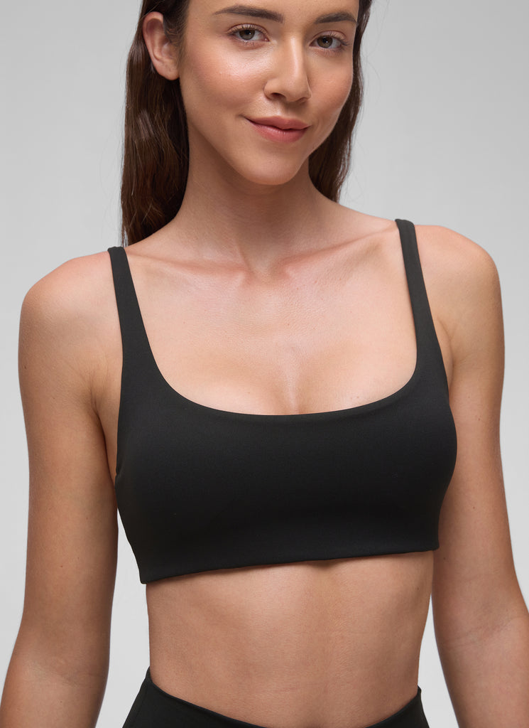 CRZ YOGA Women Butterluxe Square Neck Cami Padded Mini Bra Black