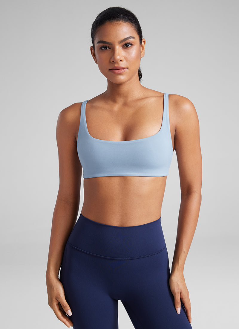 CRZ YOGA Women Butterluxe Square Neck Cami Padded Mini Bra Cambric Blue @model_info:Crystal