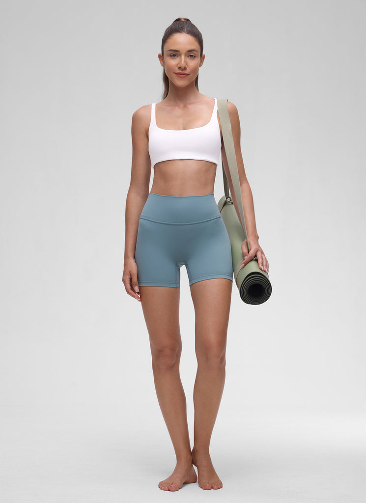 CRZ YOGA Women Butterluxe Square Neck Cami Padded Mini Bra White