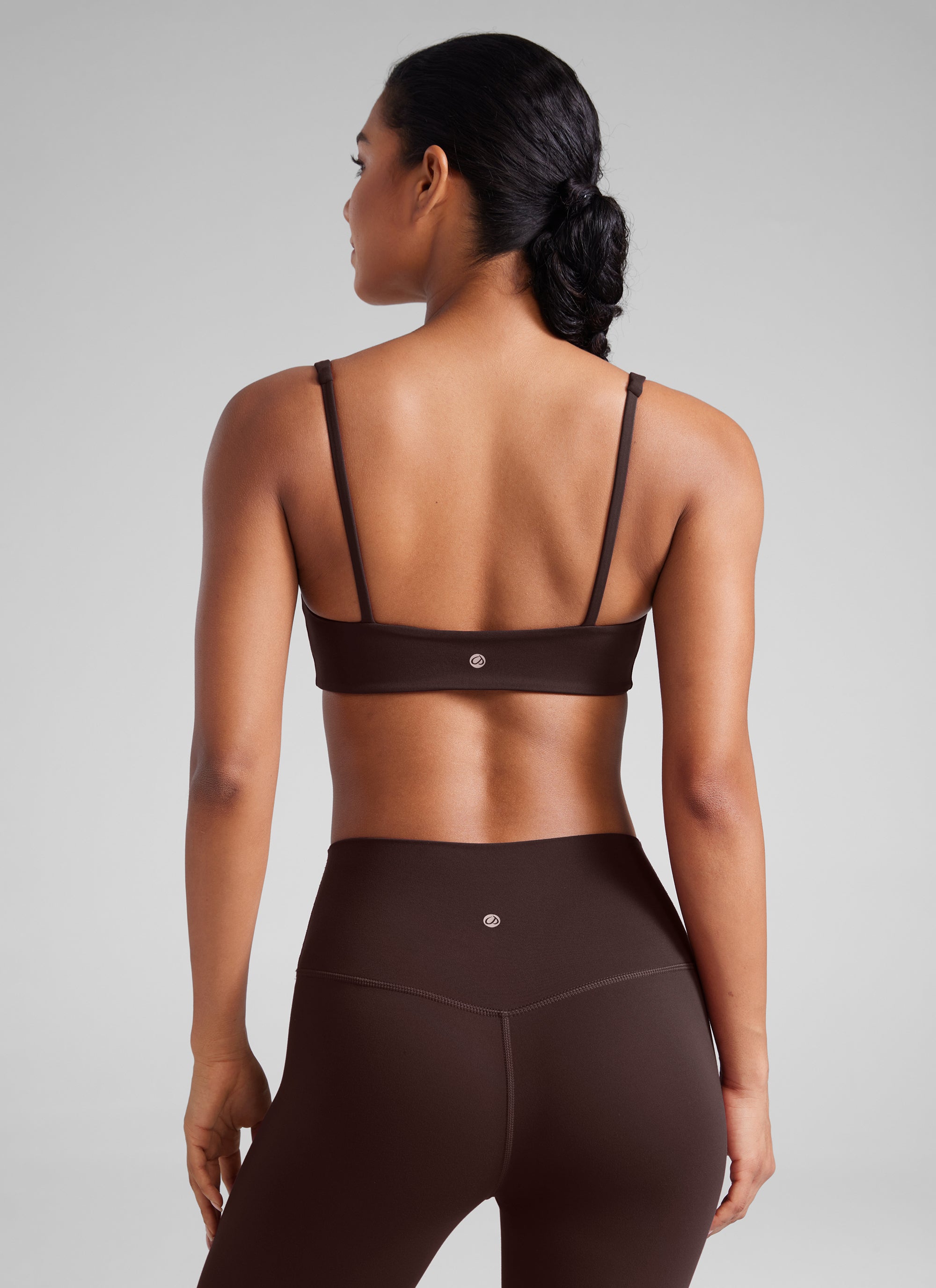 CRZ YOGA Women Butterluxe Square Neck Cami Padded Mini Bra Hot Fudge Brown