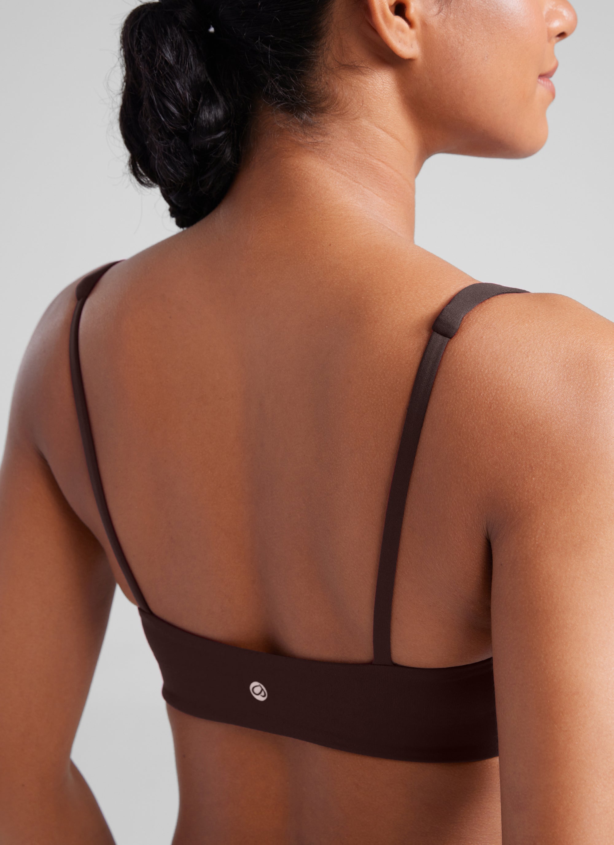 CRZ YOGA Women Butterluxe Square Neck Cami Padded Mini Bra Hot Fudge Brown