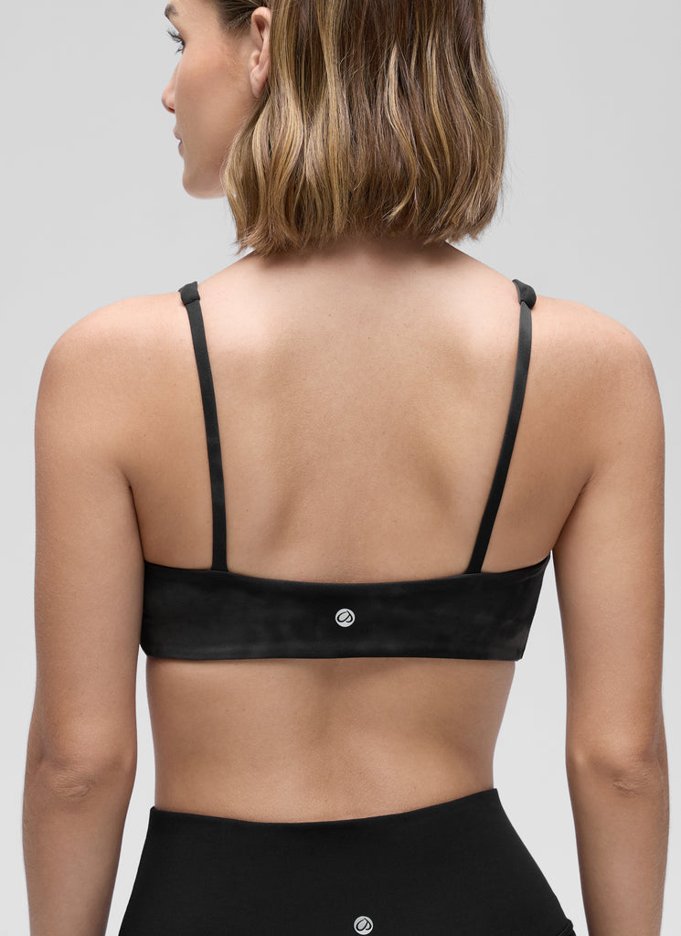 CRZ YOGA Women Butterluxe Square Neck Cami Padded Mini Bra Black Tie Dye Flowers