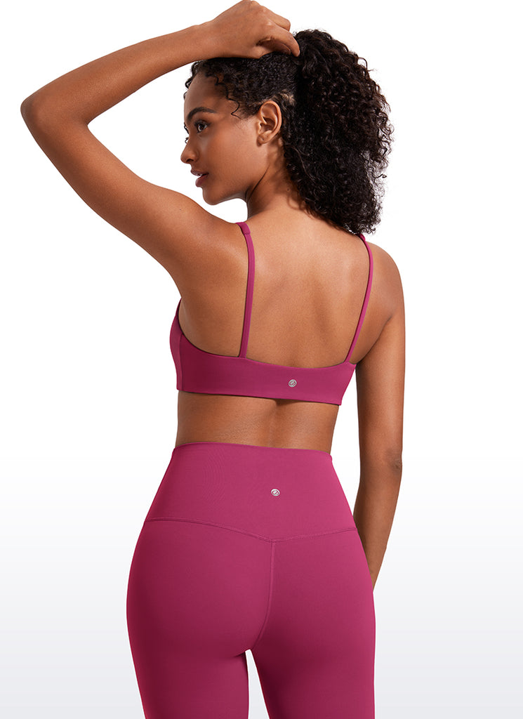 CRZ YOGA Women Butterluxe Square Neck Cami Padded Mini Bra Grape Thistle Purple