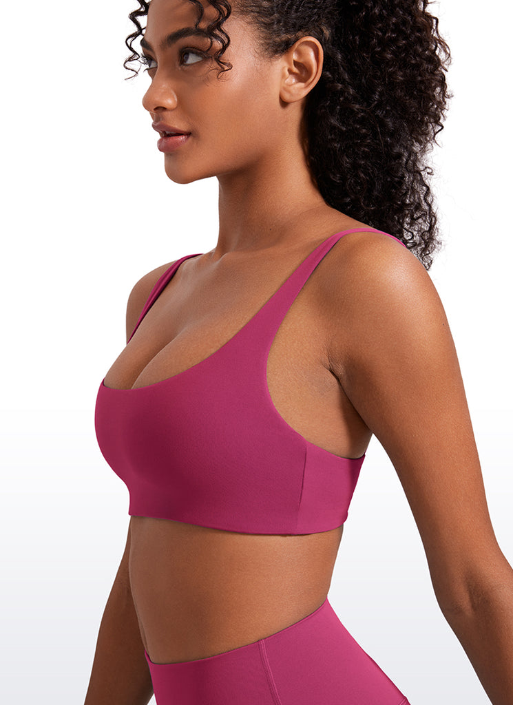 CRZ YOGA Women Butterluxe Square Neck Cami Padded Mini Bra Grape Thistle Purple