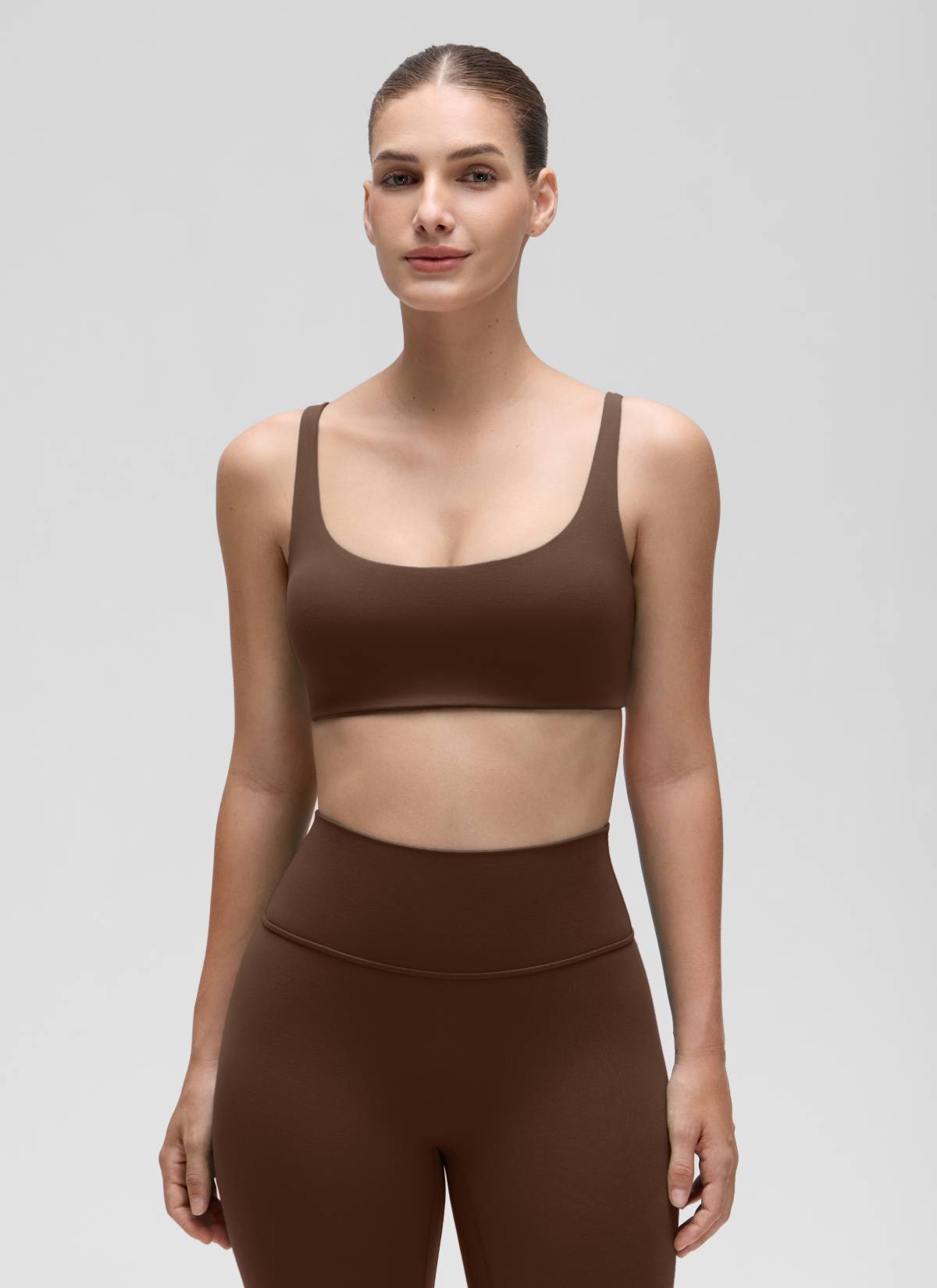 CRZ YOGA Women Butterluxe Square Neck Cami Padded Mini Bra Lava Brown