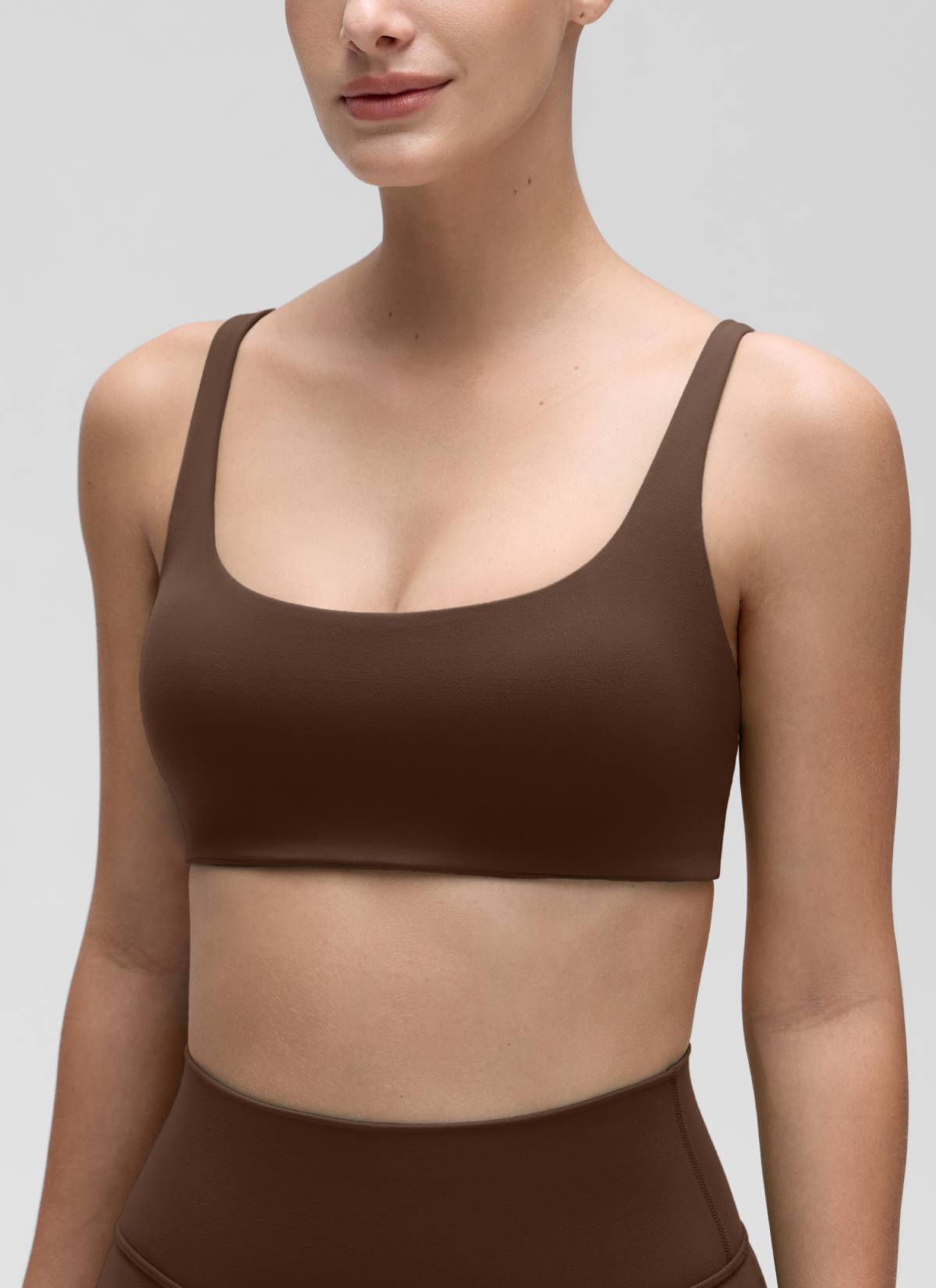 CRZ YOGA Women Butterluxe Square Neck Cami Padded Mini Bra Lava Brown