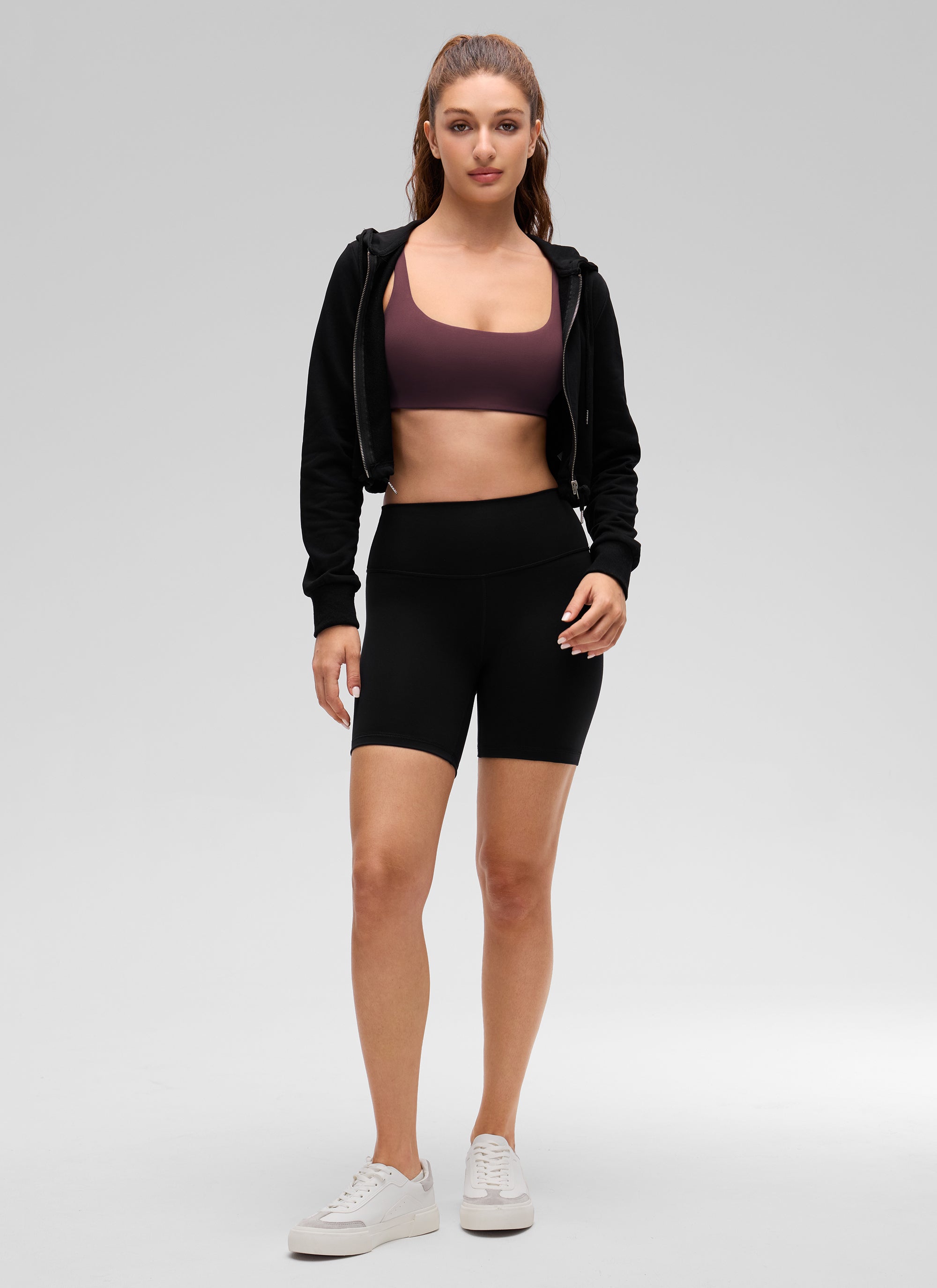 CRZ YOGA Women Butterluxe Square Neck Cami Padded Mini Bra Ripe Plum