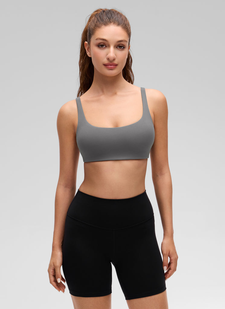 CRZ YOGA Women Butterluxe Square Neck Cami Padded Mini Bra Hot Fudge Brown