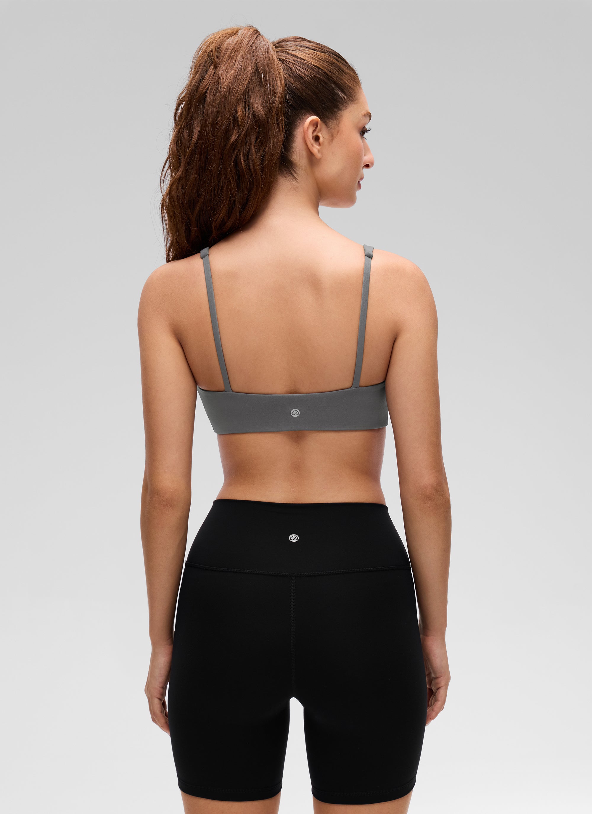 CRZ YOGA Women Butterluxe Square Neck Cami Padded Mini Bra Ash Grey