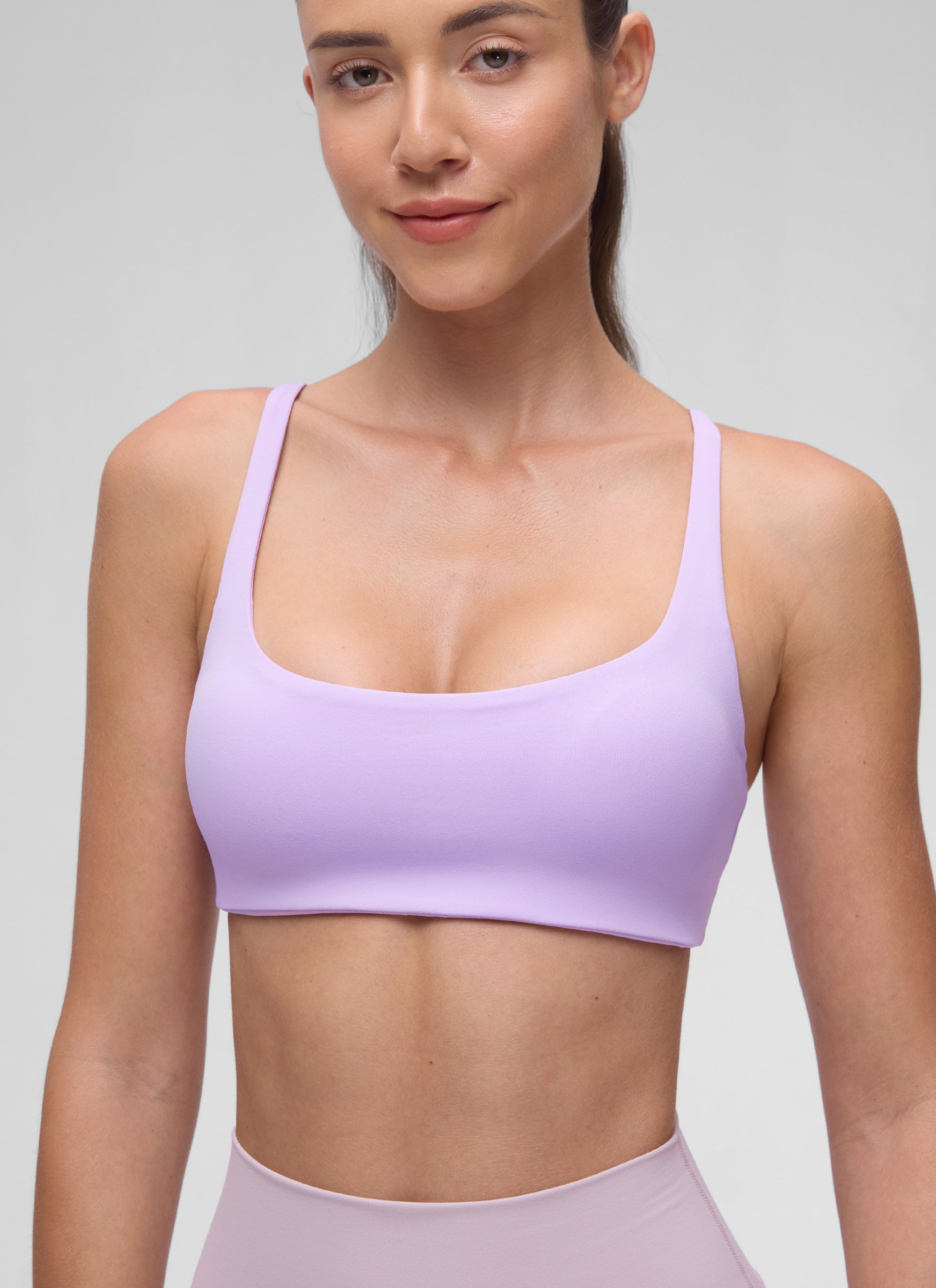 CRZ YOGA Women Butterluxe Square Neck Cami Padded Mini Bra Elfin Purple @model_info:Malisa