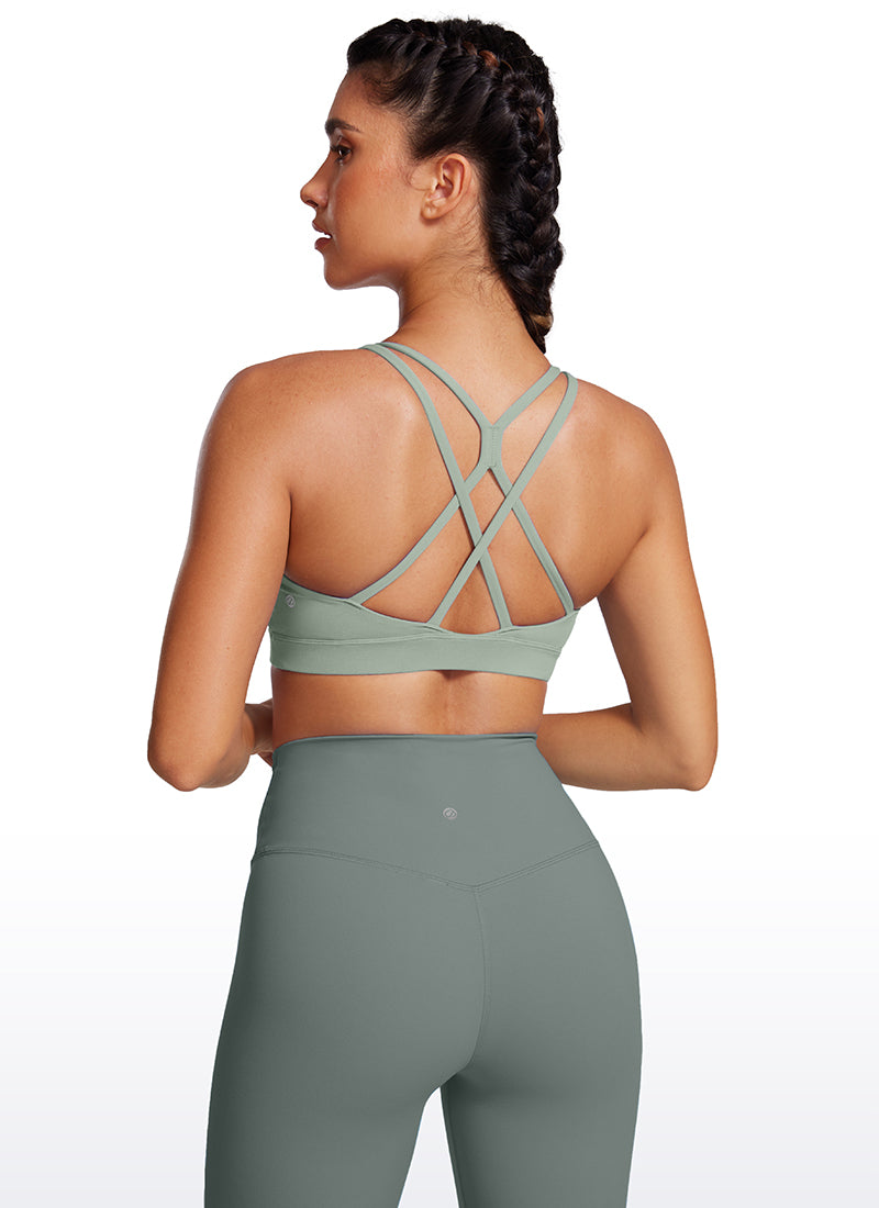 CRZ YOGA Womens Butterluxe Longline Sports Bras Criss Cross Back White