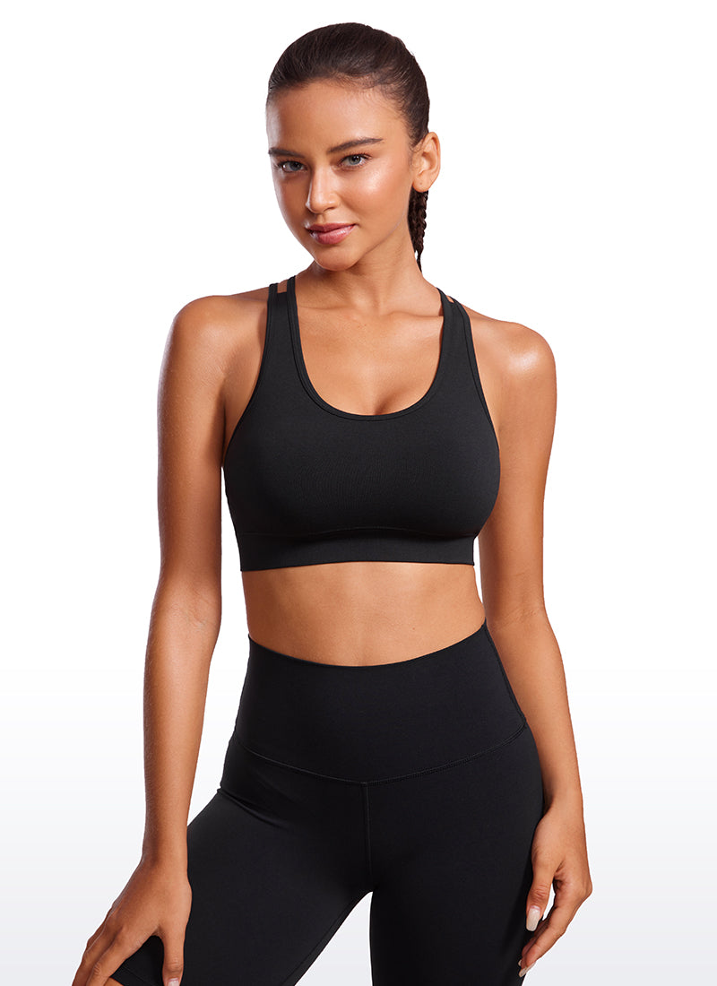 CRZ YOGA Womens Seamless Strappy Longline Training Sports Bra