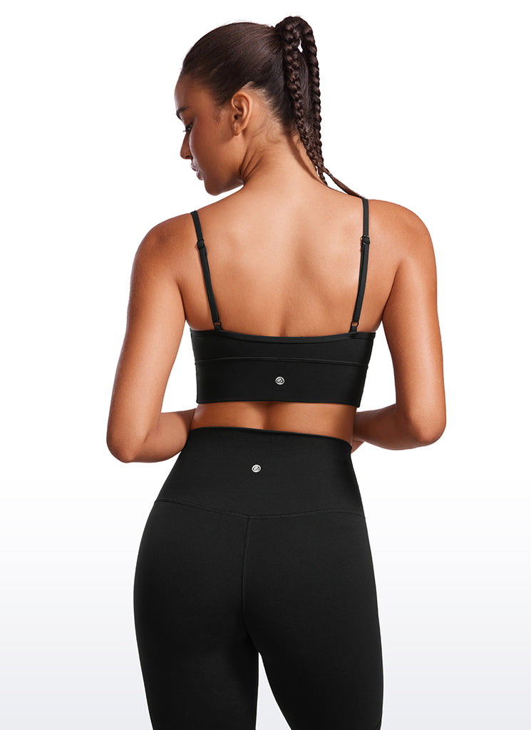 CRZ YOGA Butterluxe Womens V Neck Longline Camisole Yoga Padded Sports Bra Deep Red