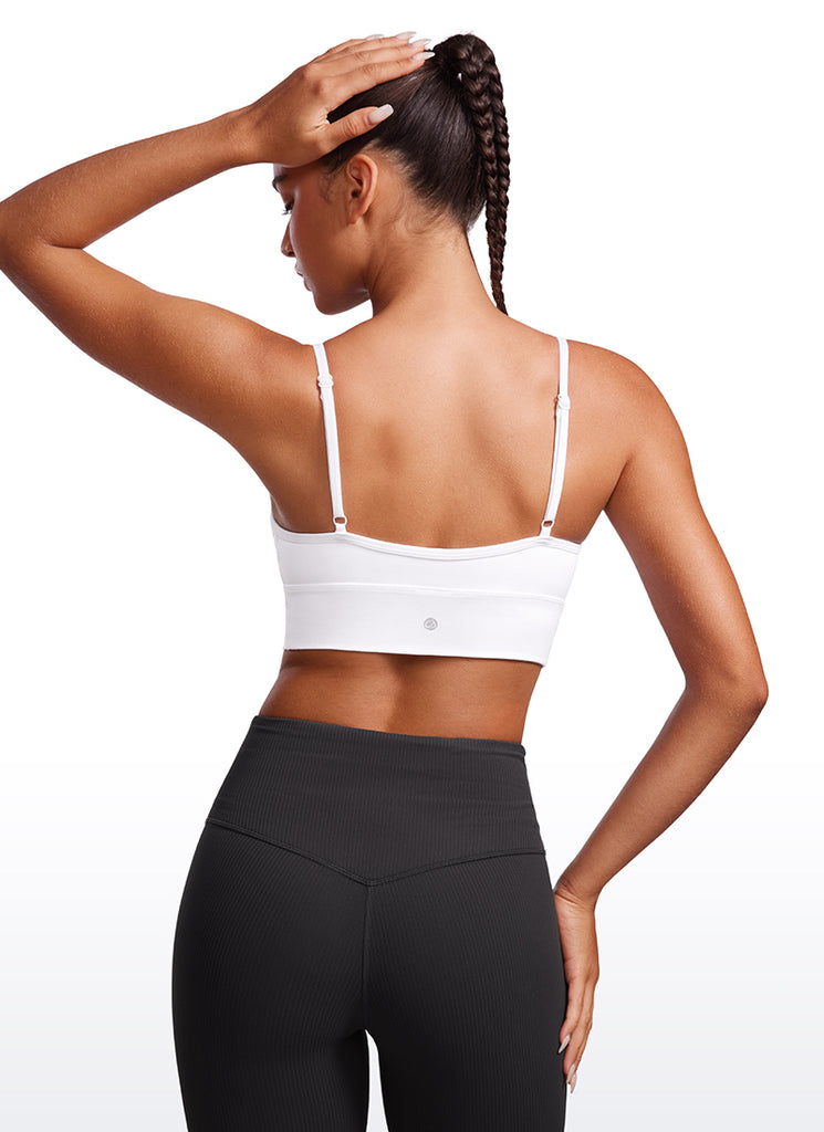 CRZ YOGA Butterluxe Womens V Neck Longline Camisole Yoga Padded Sports Bra Black