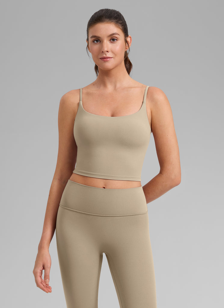 CRZ YOGA Womens Butterlift Scoop Neck U Back Yoga Longline Sports Bra Grey Sage