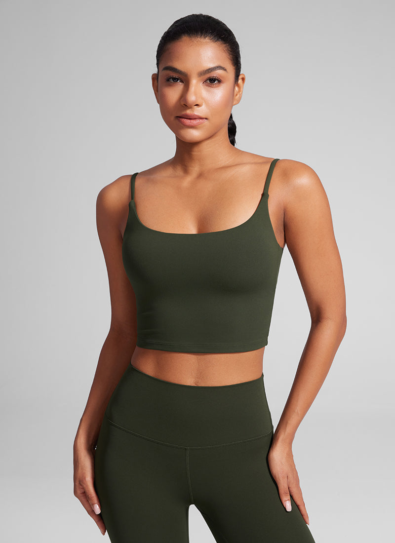 Butterlift Scoop Neck Cropped Build-in Bra Tanks