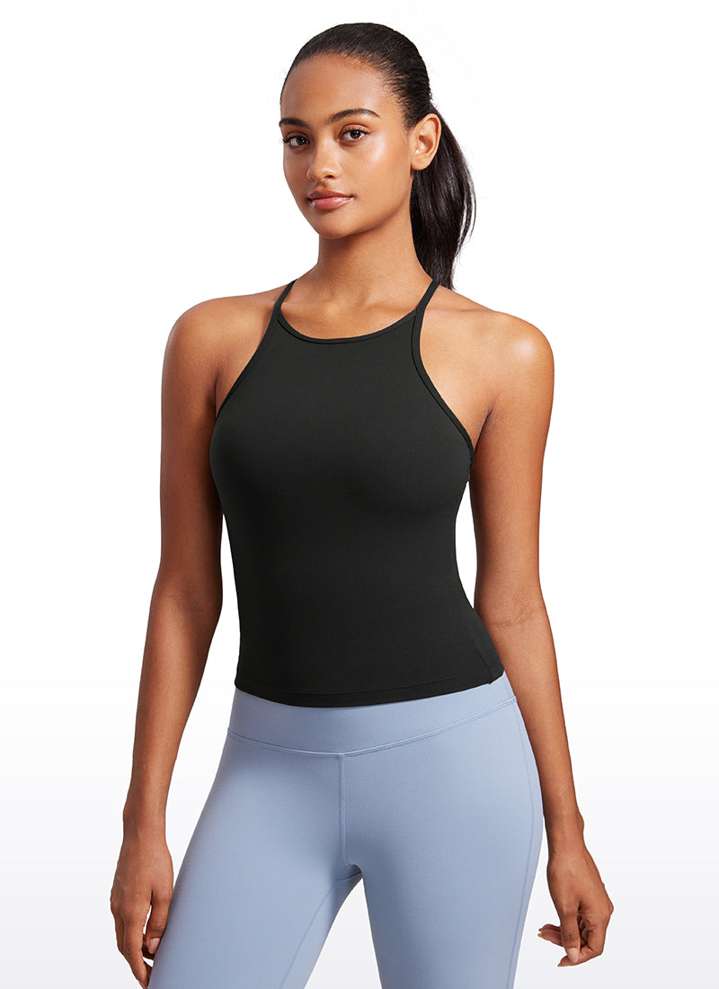 Butterluxe Built in Bra Halter Y Back Tank