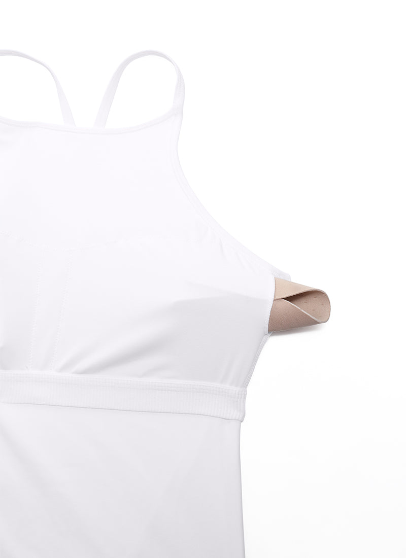 CRZ YOGA Women's Yoga Butterluxe Halter High Neck Padded Tanks Y Back White