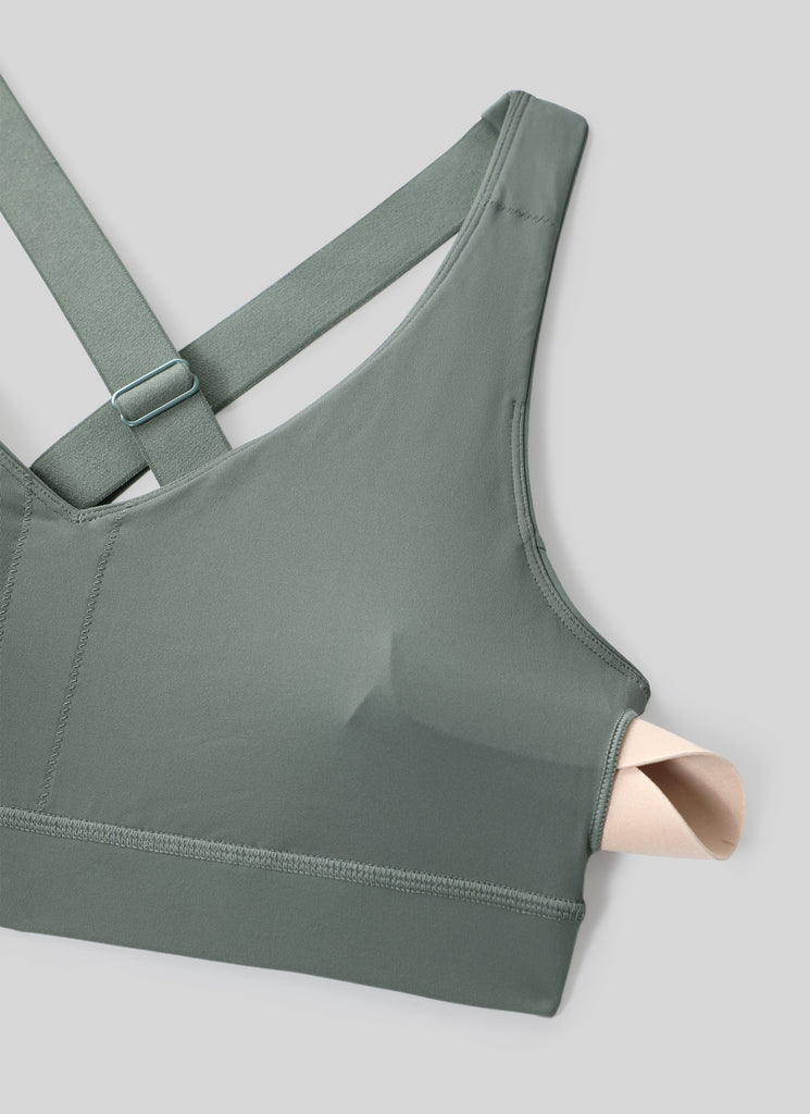 CRZ YOGA Womens Butterbreeze Padded V Neck Sports Bra Training Deep Red