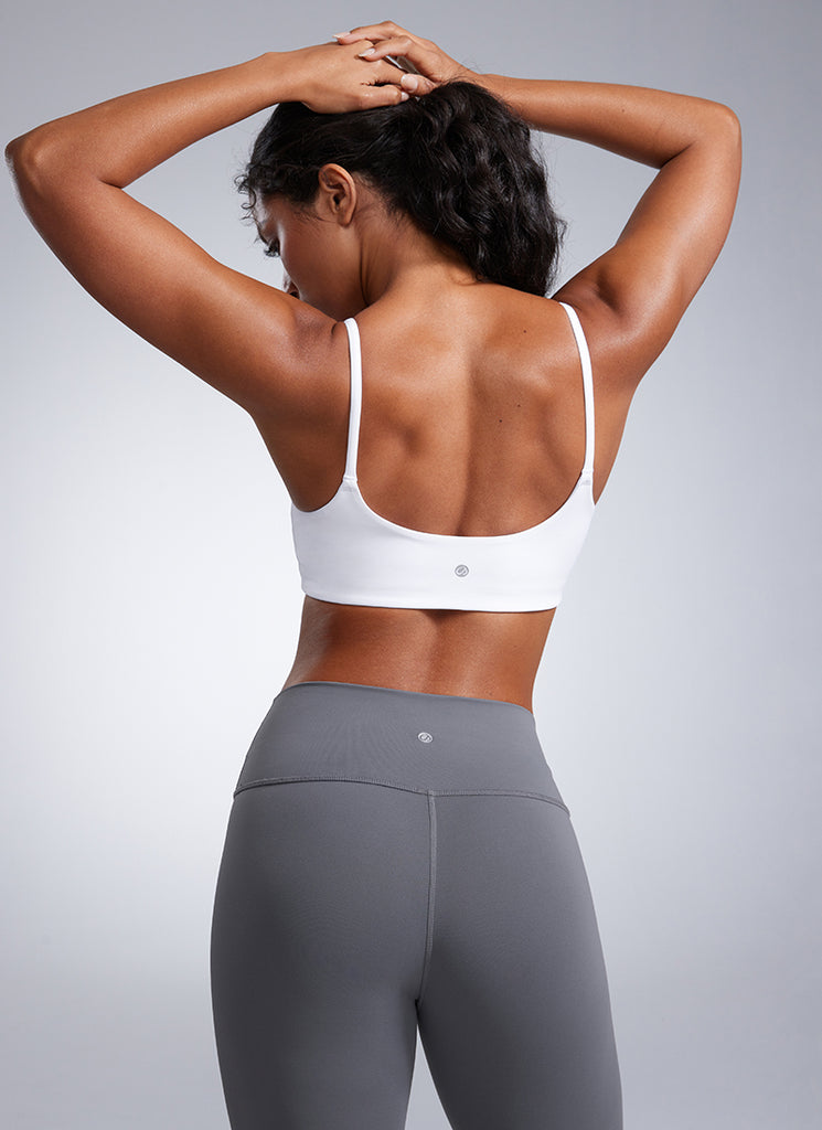 CRZ YOGA Womens Butterbreeze Spaghetti Strap Scoop Neck Sports Bra Lava Smoke Grey