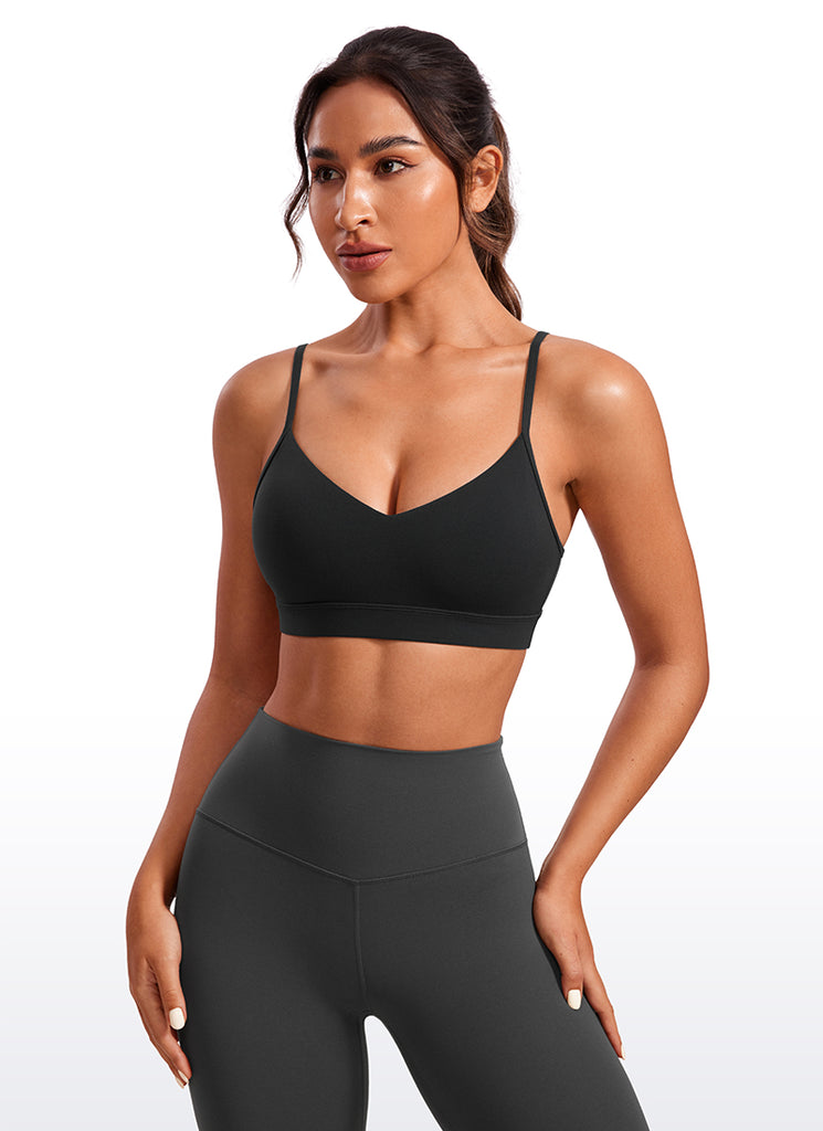 CRZ YOGA Butterluxe Womens V Neck Camisole Yoga Padded Sports Bra Strawberry Pink