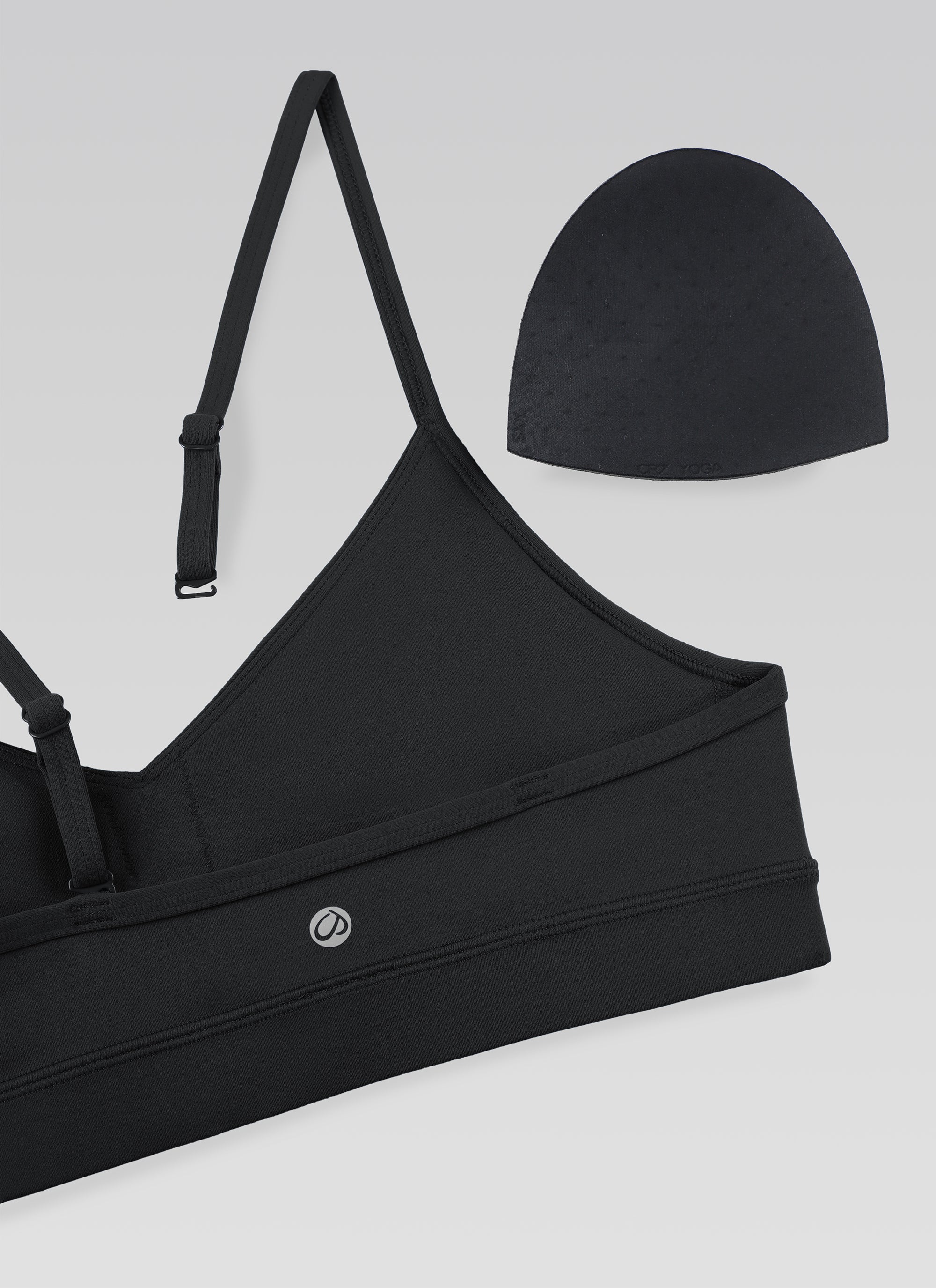 CRZ YOGA Butterluxe Womens V Neck Camisole Yoga Padded Sports Bra Black