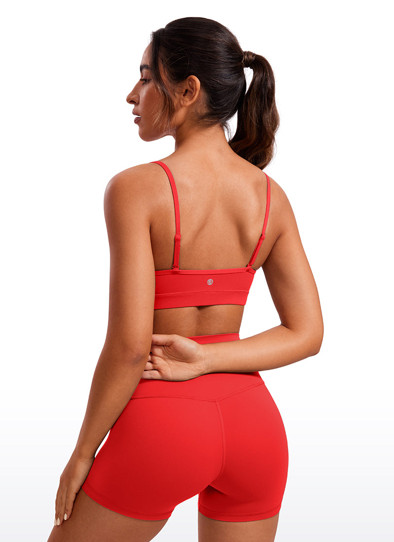 CRZ YOGA Butterluxe Womens V Neck Camisole Yoga Padded Sports Bra Deep Red